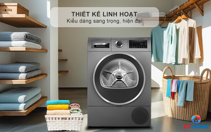 MÁY SẤY BƠM NHIỆT BOSCH WQG25303SG SERIES 6 10KG MÀU XÁM 1