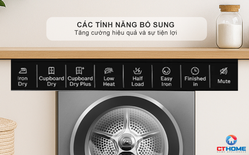MÁY SẤY BƠM NHIỆT BOSCH WQG25303SG SERIES 6 10KG MÀU XÁM 4