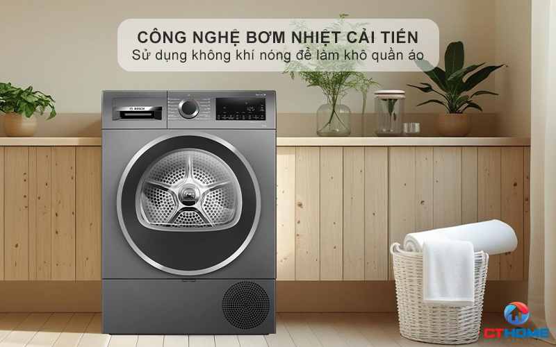 MÁY SẤY BƠM NHIỆT BOSCH WQG25303SG SERIES 6 10KG MÀU XÁM 5