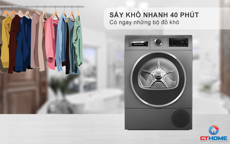 MÁY SẤY BƠM NHIỆT BOSCH WQG25303SG SERIES 6 10KG MÀU XÁM 6