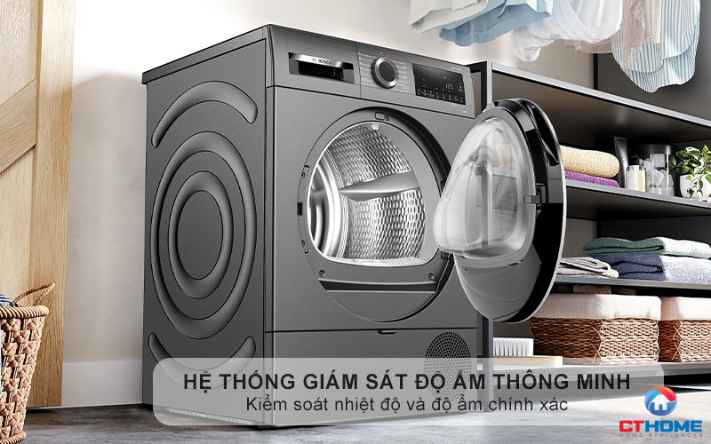 MÁY SẤY BƠM NHIỆT BOSCH WQG25303SG SERIES 6 10KG MÀU XÁM 11
