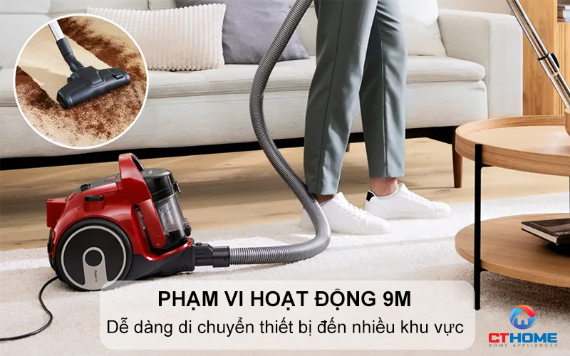 Phạm vi hoạt động lên tới 9m, tiết kiệm thời gian và công sức