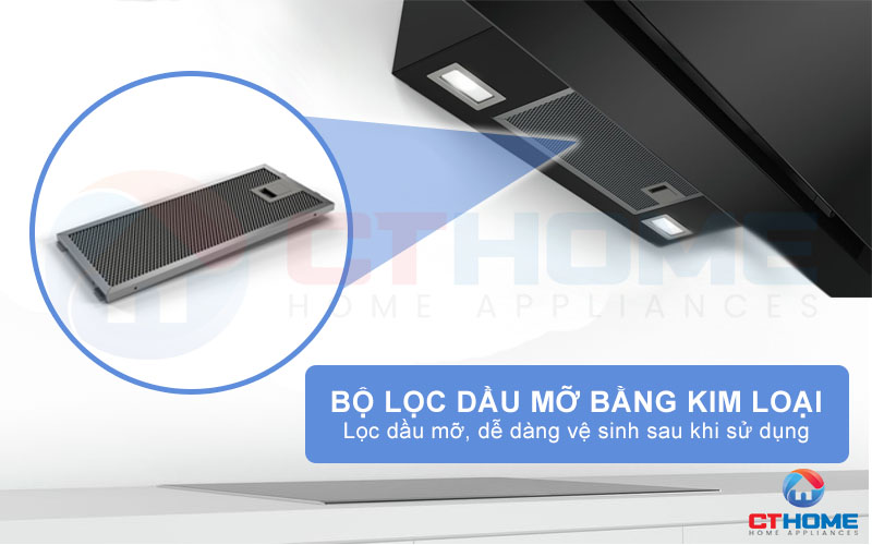 Đảm bảo hiệu suất hút tối đa nhờ bộ lọc dầu mỡ bằng kim loại