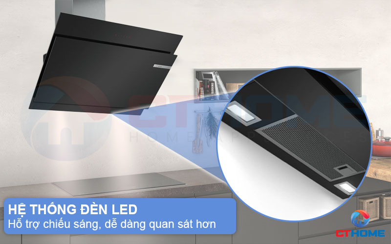 Hệ thống đèn LED chiếu sáng, dễ dàng quan sát căn bếp khi sử dụng