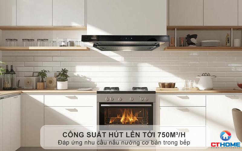 Hút mùi nhanh chóng trong không gian lớn với công suất hút lên tới 750m³/h
