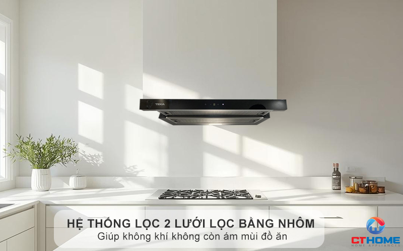 Hệ thống lọc 2 lưới lọc bằng nhôm giúp không khí không còn ám mùi đồ ăn
