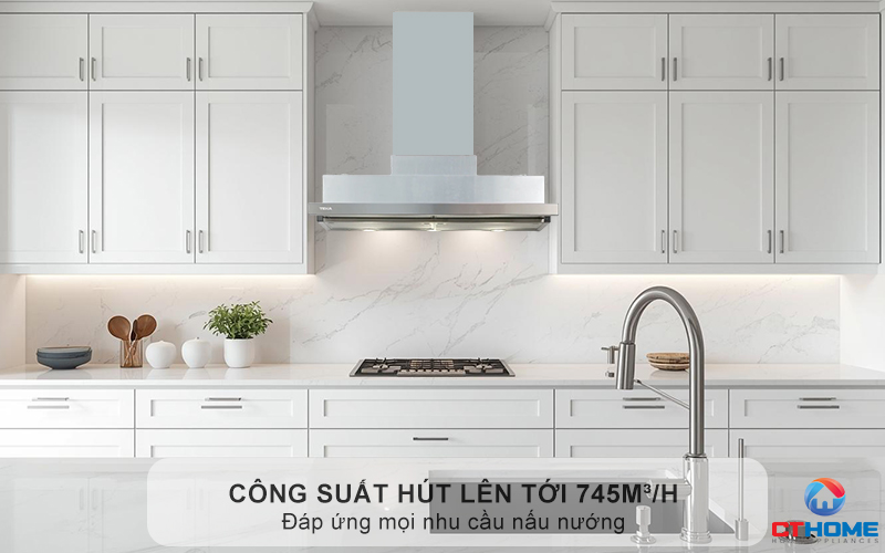 Hút mùi nhanh chóng nhờ công suất hút lên tới 745m³/h