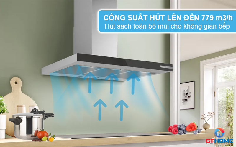 MÁY HÚT MÙI GẮN TƯỜNG BOSCH DWB97BK61T SERIE 4 NGANG 90CM 3