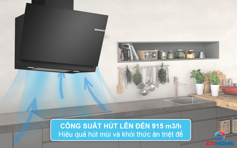 MÁY HÚT MÙI GẮN TƯỜNG BOSCH DWK81AN60 SERIE 6 NGANG 80CM MÀU ĐEN 3