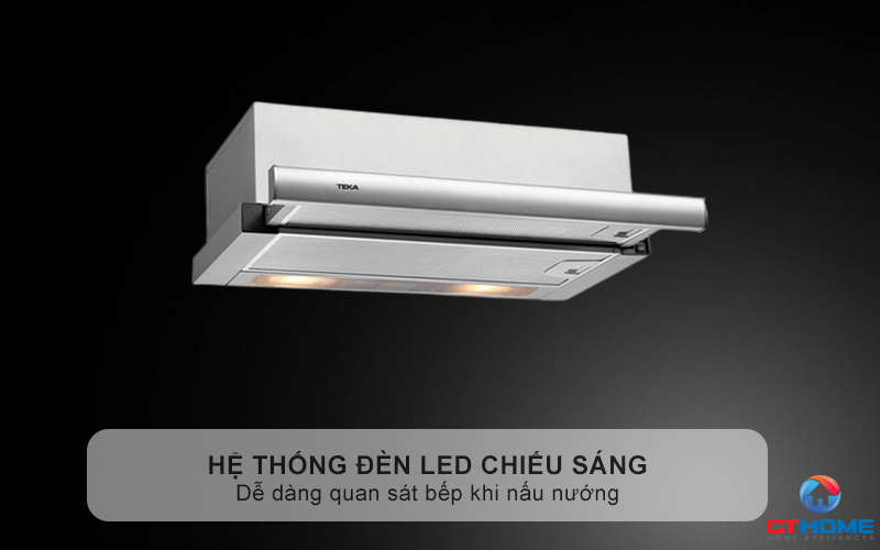 Hệ thống đèn LED chiếu sáng, dễ dàng quan sát bếp khi nấu nướng