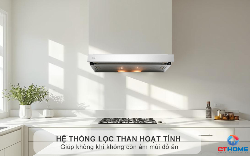 Hệ thống lọc than hoạt tính giúp không khí không còn ám mùi đồ ăn