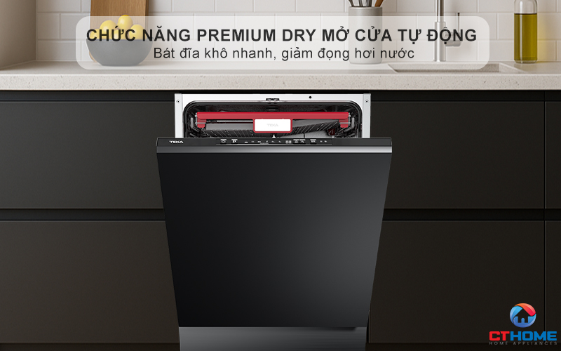 Chức năng PremiumDry mở cửa tự động khi hoàn thành chu trình - Bát đĩa khô nhanh, giảm đọng hơi nước