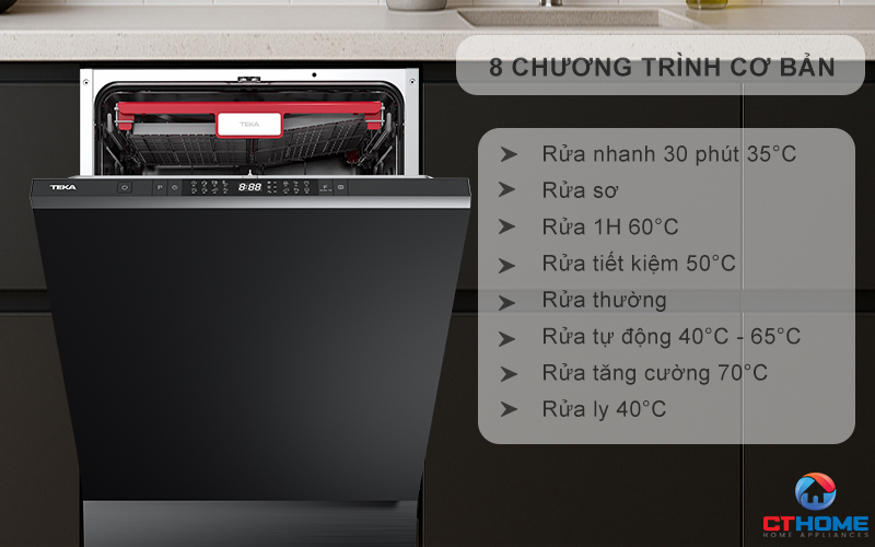 8 chương trình rửa đa dạng - phù hợp từng loại bát đĩa