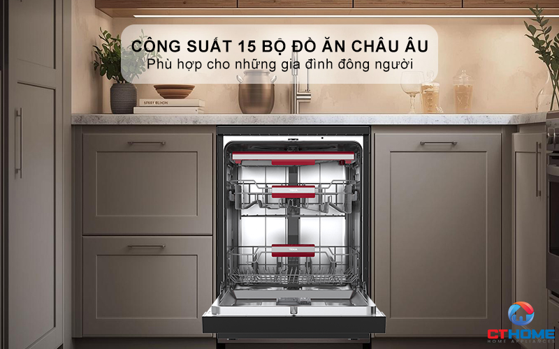 Dung tích lớn, sức chứa lên tới 15 bộ bát đĩa
