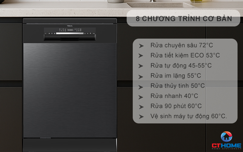 8 chương trình rửa đa dạng - phù hợp từng loại bát đĩa