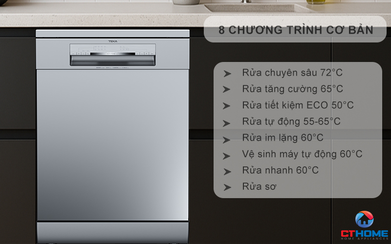 8 chương trình rửa đa dạng - phù hợp từng loại bát đĩa