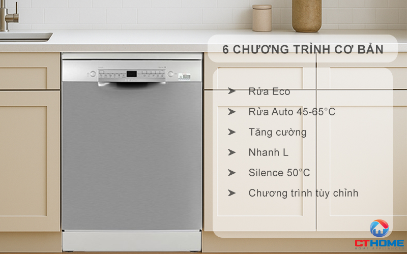 Tùy chọn đa dạng 6 chương trình rửa cơ bản phục vụ nhu cầu sử dụng