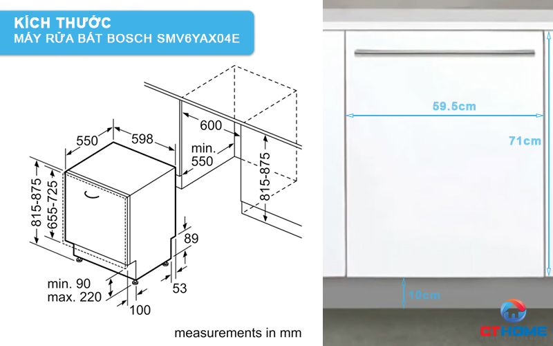 MÁY RỬA BÁT ÂM TỦ BOSCH SMV6YAX04E SERIE 6 SẤY ZEOLITH 2