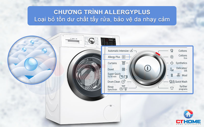 Giặt diệt khuẩn và nấm mốc nhờ chương trình AllergyPlus