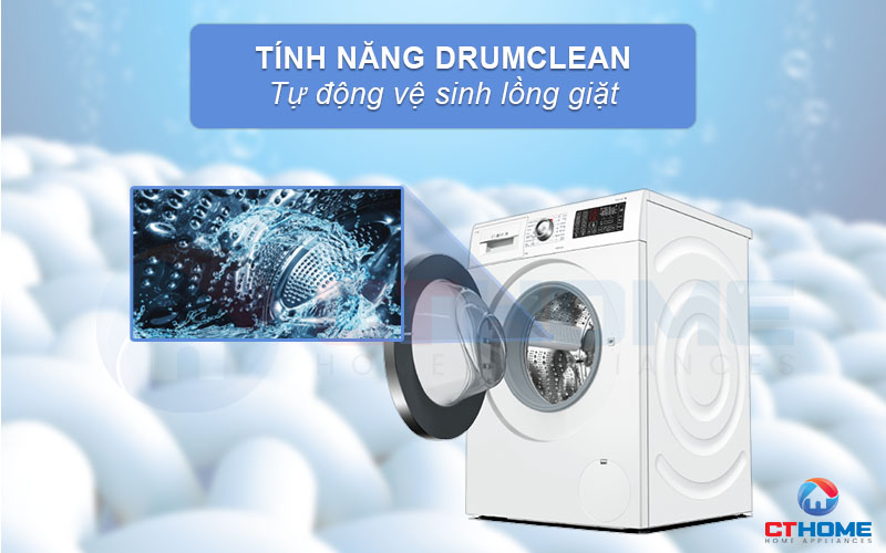 Kích hoạt Drum Clean để tự động vệ sinh bên trong lồng giặt theo chu kỳ