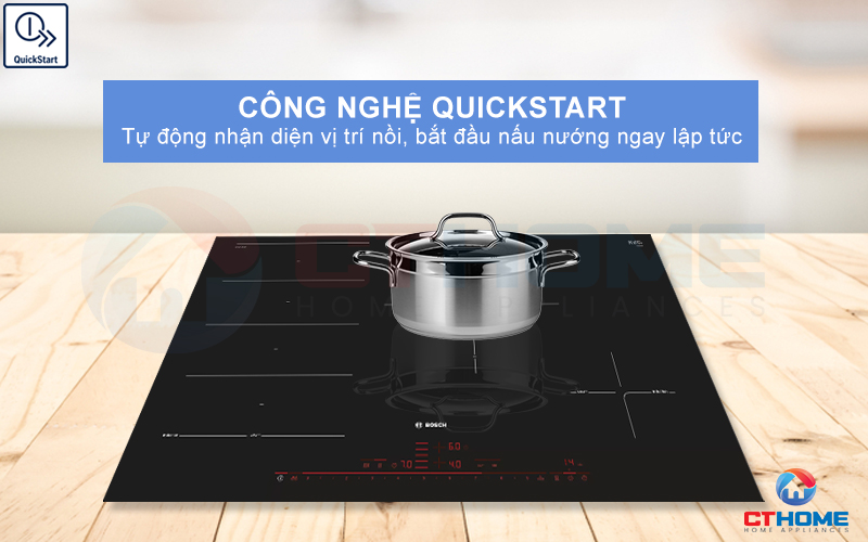 Công nghệ QuickStart nhận diện vị trí nồi để bắt đầu nấu nướng ngay lập tức