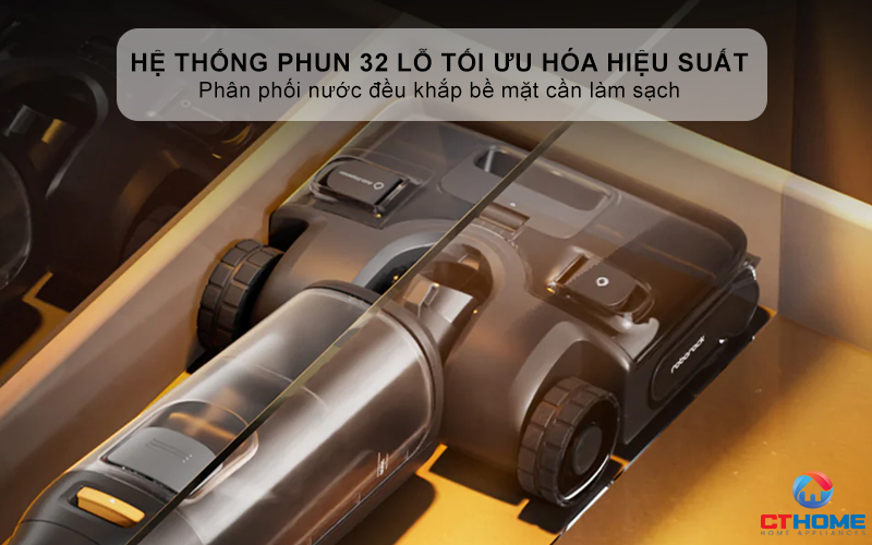 Hệ thống phun 32 lỗ tối ưu hóa hiệu suất làm sạch và tiện dụng