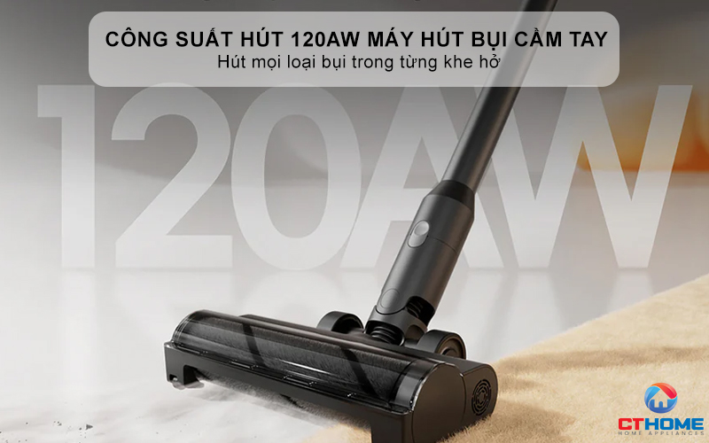Công suất hút 120AW của máy hút bụi cầm tay- Hút mọi loại bụi trong từng khe hở
