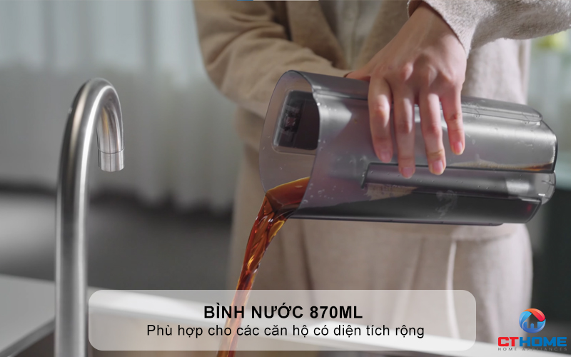Bình chứa nước sạch với dung tích lớn lên tới 870ml