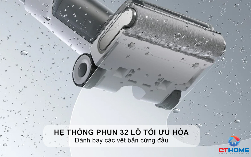 Hệ thống phun 32 lỗ tối ưu hóa hiệu suất làm sạch và tiện dụng