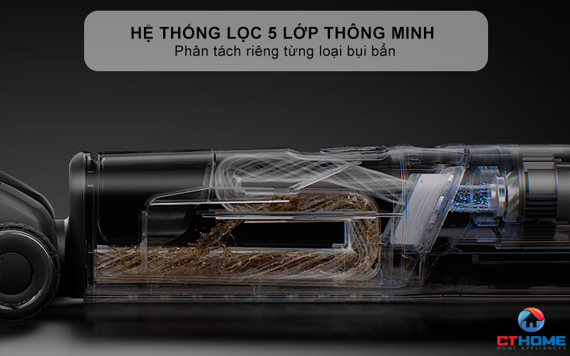 Hệ thống lọc 5 lớp thông minh - Phân tách riêng từng loại bụi bẩn, bảo vệ động cơ có tuổi thọ cao