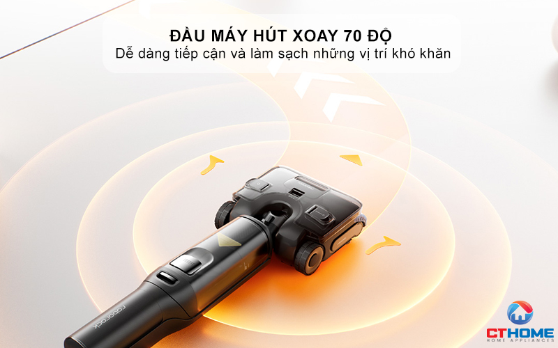 Đầu máy hút xoay 70 độ - Di chuyển máy dễ dàng trong từng vị trí