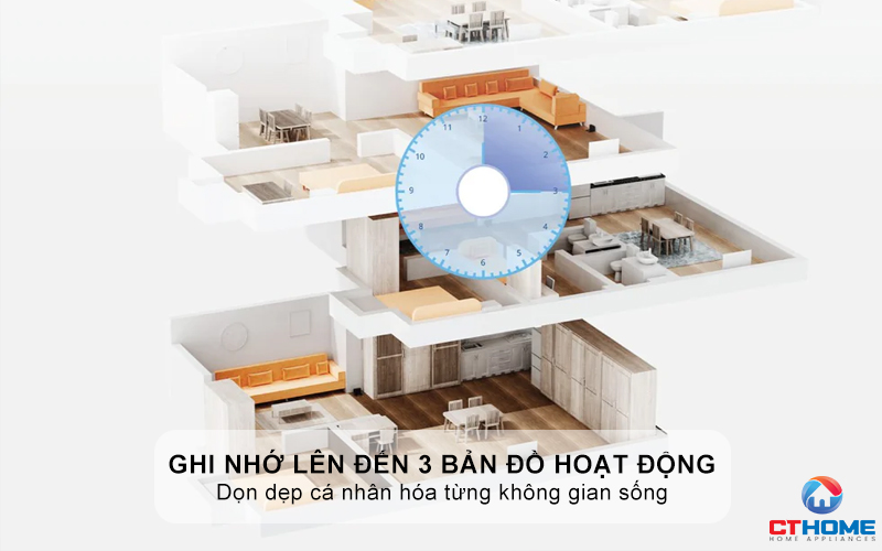 Ghi nhớ lên đến 3 bản đồ hoạt động - Dọn dẹp cá nhân hóa từng không gian sống