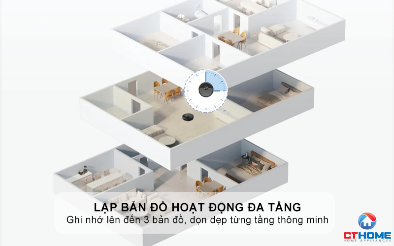 Ghi nhớ lên đến 3 bản đồ - Dọn dẹp cá nhân hóa từng không gian sống