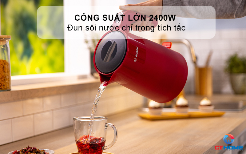 ẤM ĐUN NƯỚC SIÊU TỐC BOSCH TWK2M164 2400W MÀU ĐỎ 2