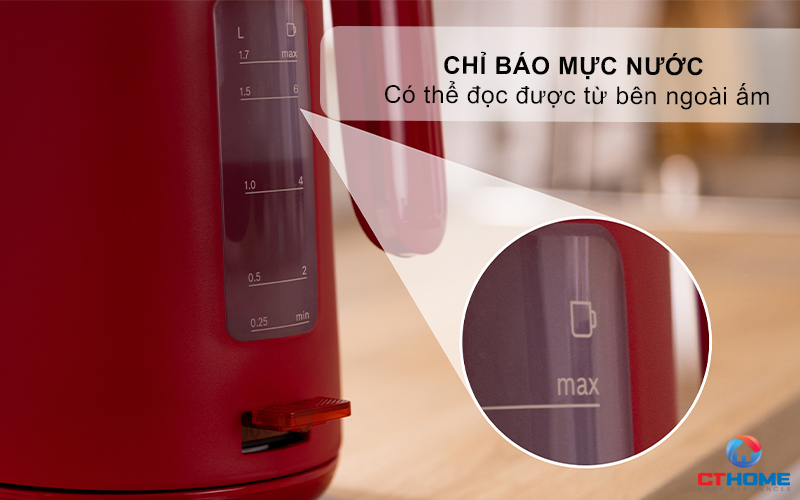 ẤM ĐUN NƯỚC SIÊU TỐC BOSCH TWK2M164 2400W MÀU ĐỎ 6
