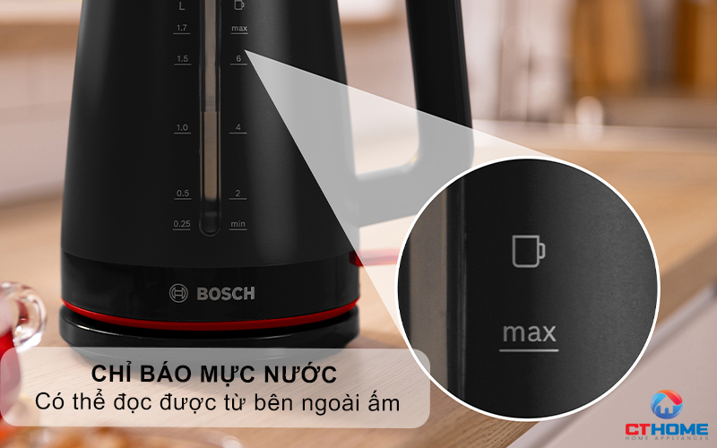 ẤM ĐUN NƯỚC SIÊU TỐC BOSCH TWK3M123 2400W MÀU ĐEN 4