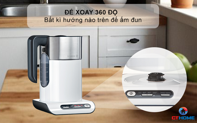 ẤM ĐUN NƯỚC SIÊU TỐC BOSCH TWK8611P STYLINE 2400W CÓ ĐIỀU CHỈNH NHIỆT ĐỘ 7