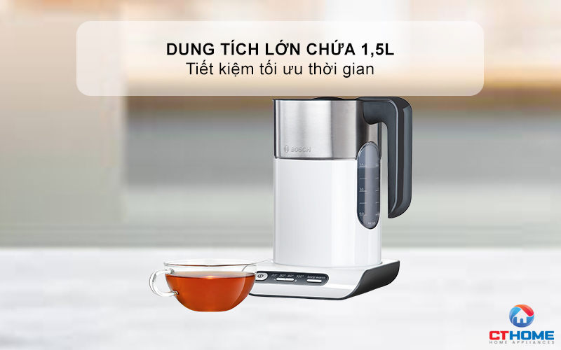 ẤM ĐUN NƯỚC SIÊU TỐC BOSCH TWK8611P STYLINE 2400W CÓ ĐIỀU CHỈNH NHIỆT ĐỘ 3
