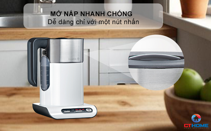 ẤM ĐUN NƯỚC SIÊU TỐC BOSCH TWK8611P STYLINE 2400W CÓ ĐIỀU CHỈNH NHIỆT ĐỘ 8