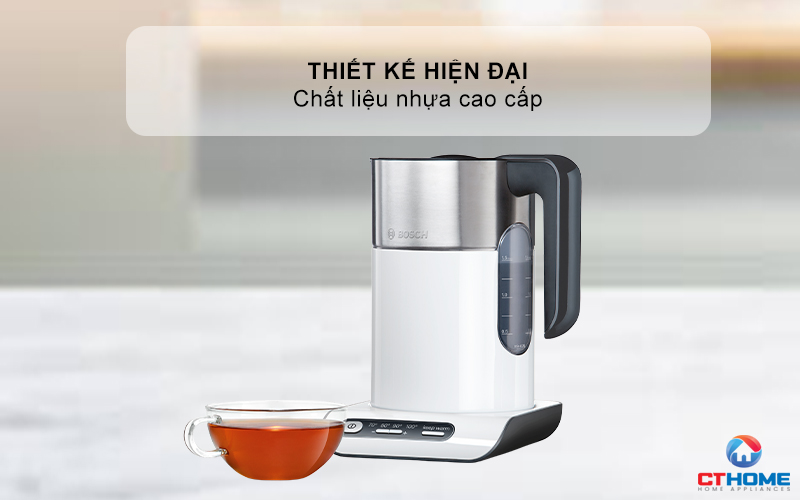 ẤM ĐUN NƯỚC SIÊU TỐC BOSCH TWK8611P STYLINE 2400W CÓ ĐIỀU CHỈNH NHIỆT ĐỘ 1