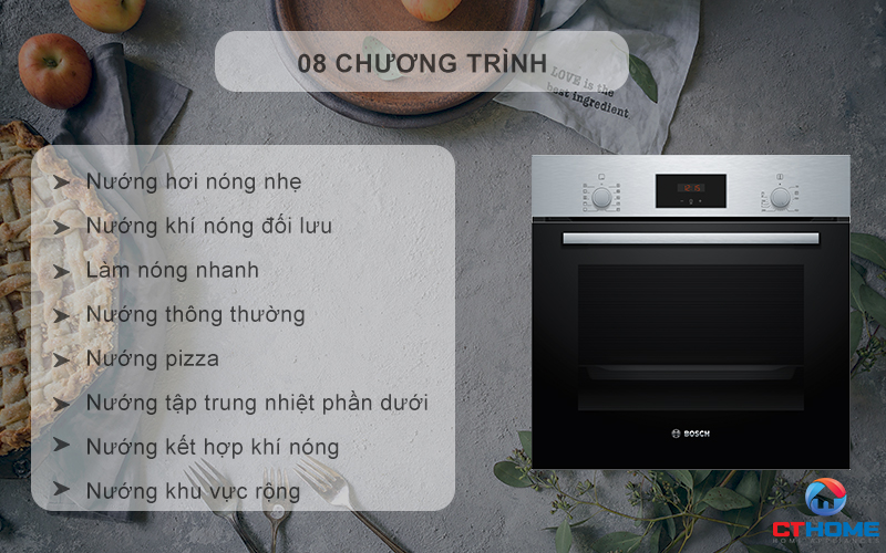 8 chế độ nướng đa dạng