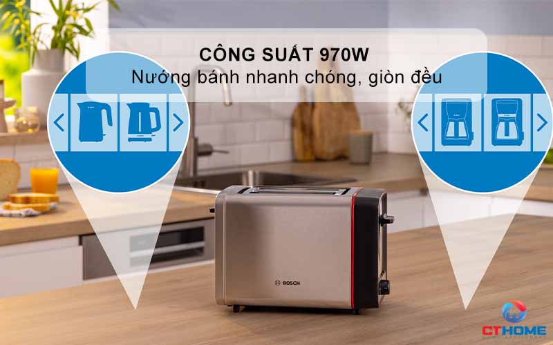 MÁY NƯỚNG BÁNH MÌ BOSCH TAT6M420 970W 2