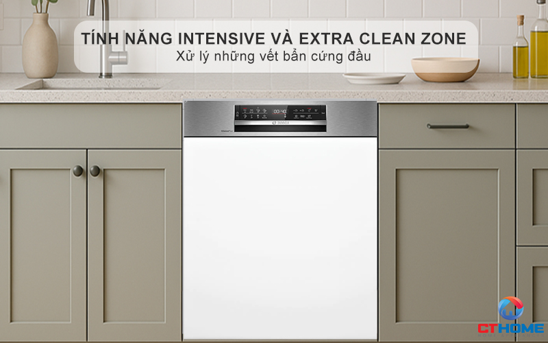 Tăng áp lực nước giàn dưới cùng với tính năng IntensiveZone và giàn giữa với hệ thống thủy lực Extra Clean Zone