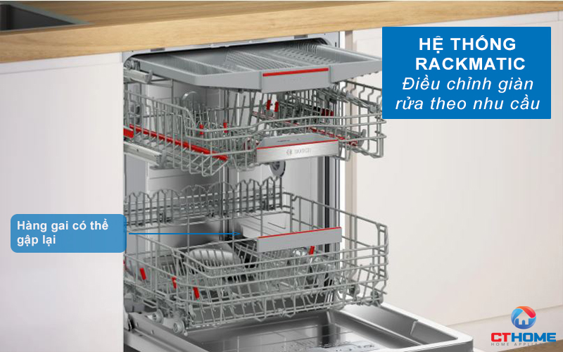 Hệ thống điều chỉnh RackMatic giúp bạn có thể tùy chỉnh không gian trong máy kéo ra vào dễ dàng