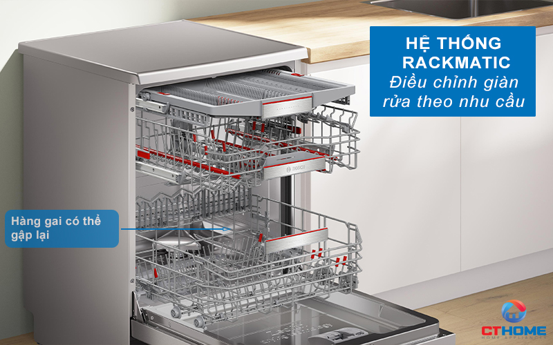 Hệ thống điều chỉnh RackMatic giúp bạn có thể tùy chỉnh không gian trong máy kéo ra vào dễ dàng