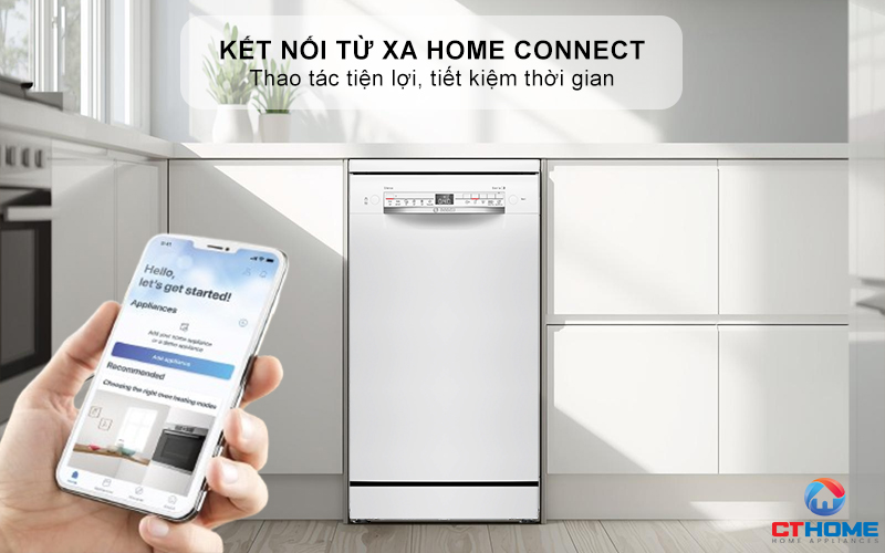 Dễ dàng kết nối và điều khiển máy rửa bát từ xa trên điện thoại thông qua ứng dụng “Home connect”