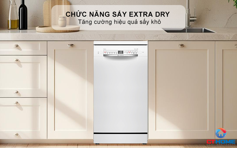 Lựa chọn tính năng Extra Dry để sấy khô toàn bộ bát đĩa một cách hiệu quả