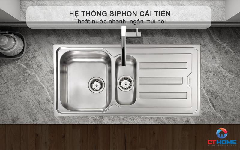 Hệ thống Siphon cải tiến thoát nước nhanh, ngăn mùi hôi