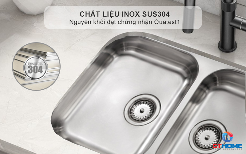 Chất liệu Inox AISI304 sáng bóng, bền bỉ chống oxi hóa - Bảo vệ sức khỏe cho gia đình