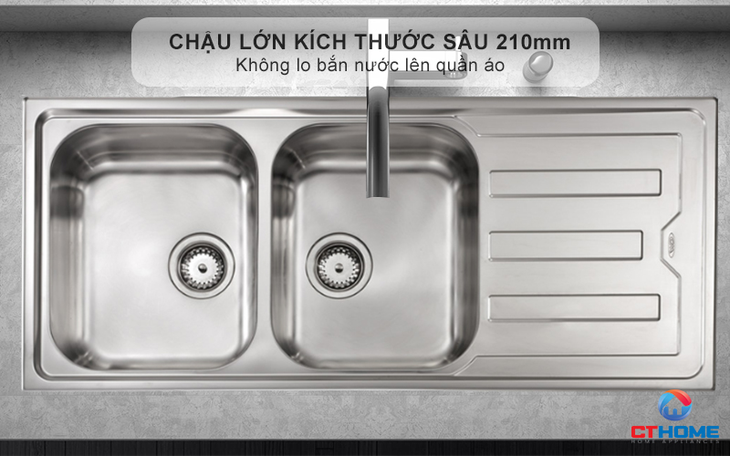 Chậu kích thước sâu 210mm - Không lo bắn nước lên quần áo